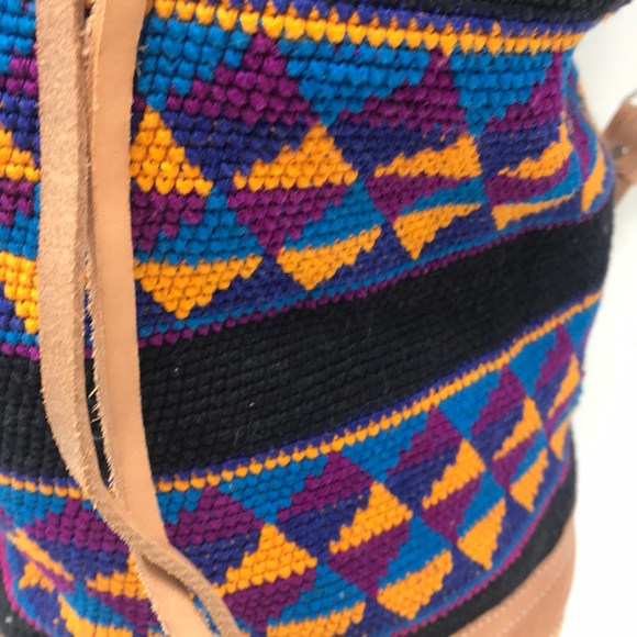 Leather Crosstitch drawstring bucklet bag backpack - Picture 2 of 8